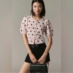 Maeve x Anthropologie Polka Dot Cashmere Cardigan Sweater XXSP